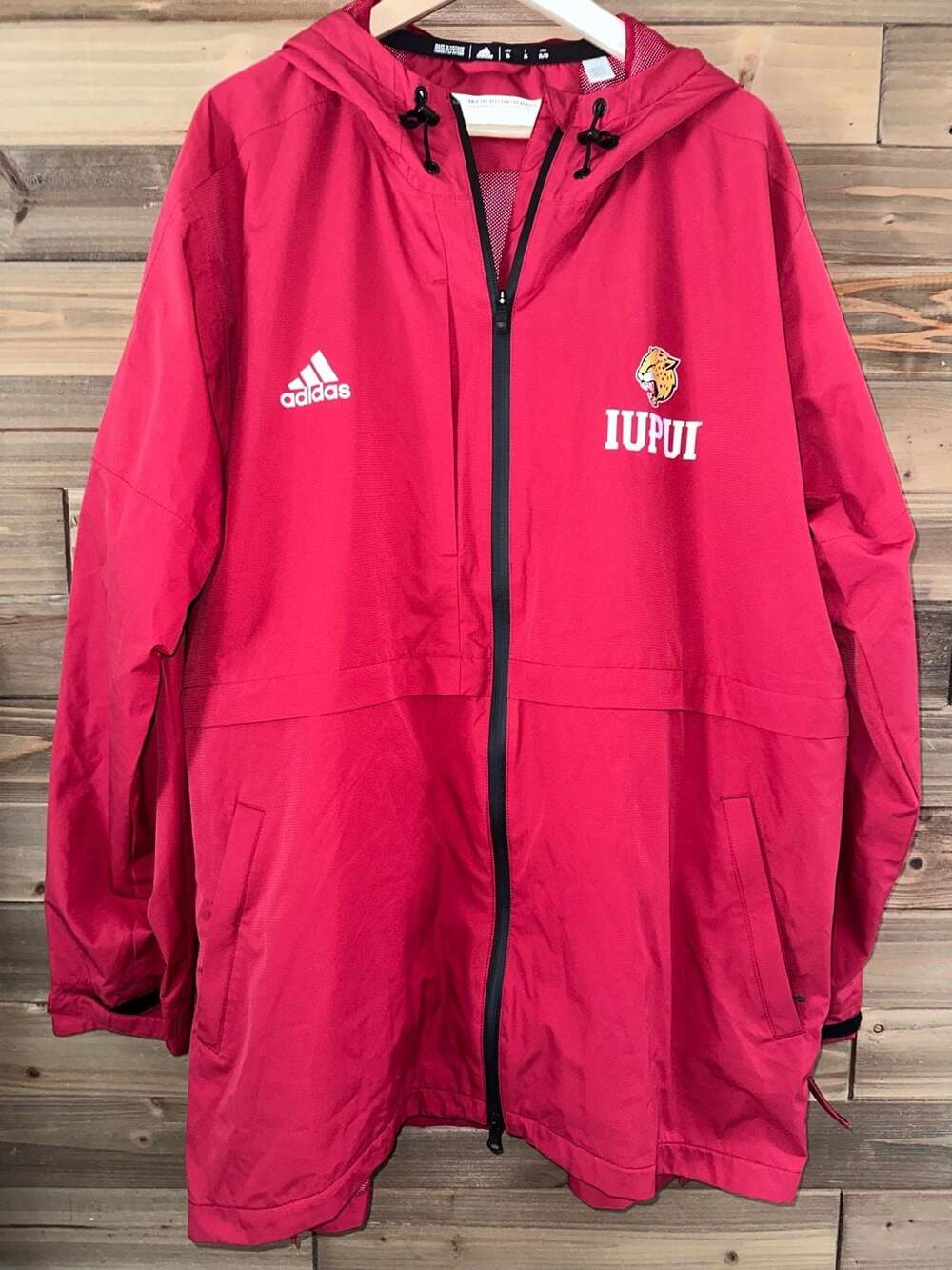 No.17 Adidas IUPUI Jaguars Full Zip Windbreaker Jacket Size XL Red